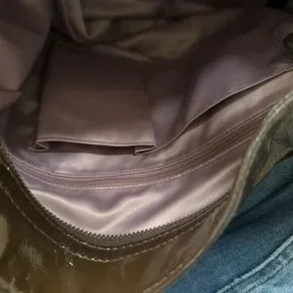 NWOT AUTHENTIC COACH ZOE BROWN PATENT LEATHER LARGE HOBO HANDBAG & DUSTY $500 - Picture 7 of 10